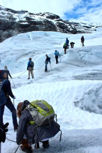 Giving ourselves proper spacing so that we don't pull each other into crevasses if we fall.