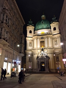 St. Peter's sits tucked halfway down an alley off the main shopping drag of Graben (which means "trench" because it sits in the former ditch that once encircled the ancient Roman fort.)