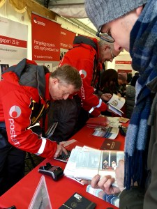 Matthew checks out the jubilee memorabilia offered by the Norwegian post office.