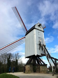 The Bonne Chiere Windmill was relocated to the edge of Bruges from elsewhere in Belgium. 