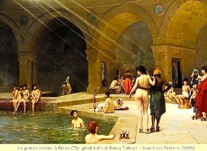 Victorian painters have given us quite a racy perspective on Turkish bathhouses. But in reality, these were simply places where folks went to bathe before going to Friday service in the mosque. Not that different when I was a kid. Mom would pile us all in the tub for our Saturday night bath before Sunday church.