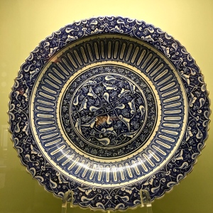 Dating from 1500, this plate is one of a pair considered the best surviving examples of Iznik tile. (The Turks use the word "tile" to mean any kind of ceramics.)