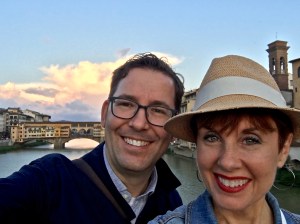 Sunset selfie in front of the Ponte Vecchio.