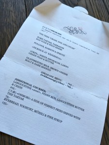 Bokbacka's menu includes the option of ordering a five-course drink offering to accompany the six-course main meal. Like typical Americans, Matthew and I settled for a single glass of wine, as we preferred to be conscious throughout the duration of our meal.