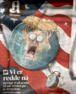 Norway's Aftenposten Newspaper headline reads: "We're afraid now. We have every reason, when the world goes crazy."