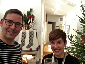 Our holiday tweet to family, with Corpse Revivers in hand.